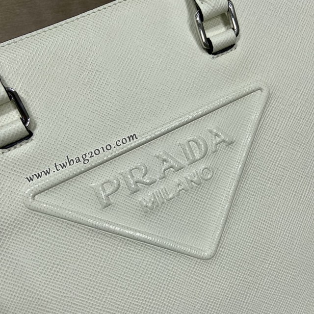 Prada專櫃新款刺繡織帶托特包 2VG084 普拉達Saffiano皮革男士手提袋 csp1094